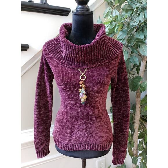 Michael Kors Sweater Womens XS Purple Polyester Knit Funnel Neck Super Soft - Picture 1 of 11